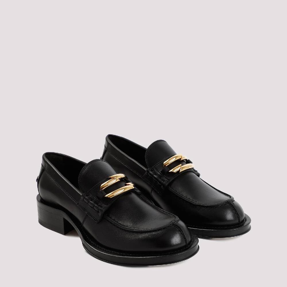 LANVIN  Mocassini LANVIN Neri in Pelle con Dettagli Dorati Negozio