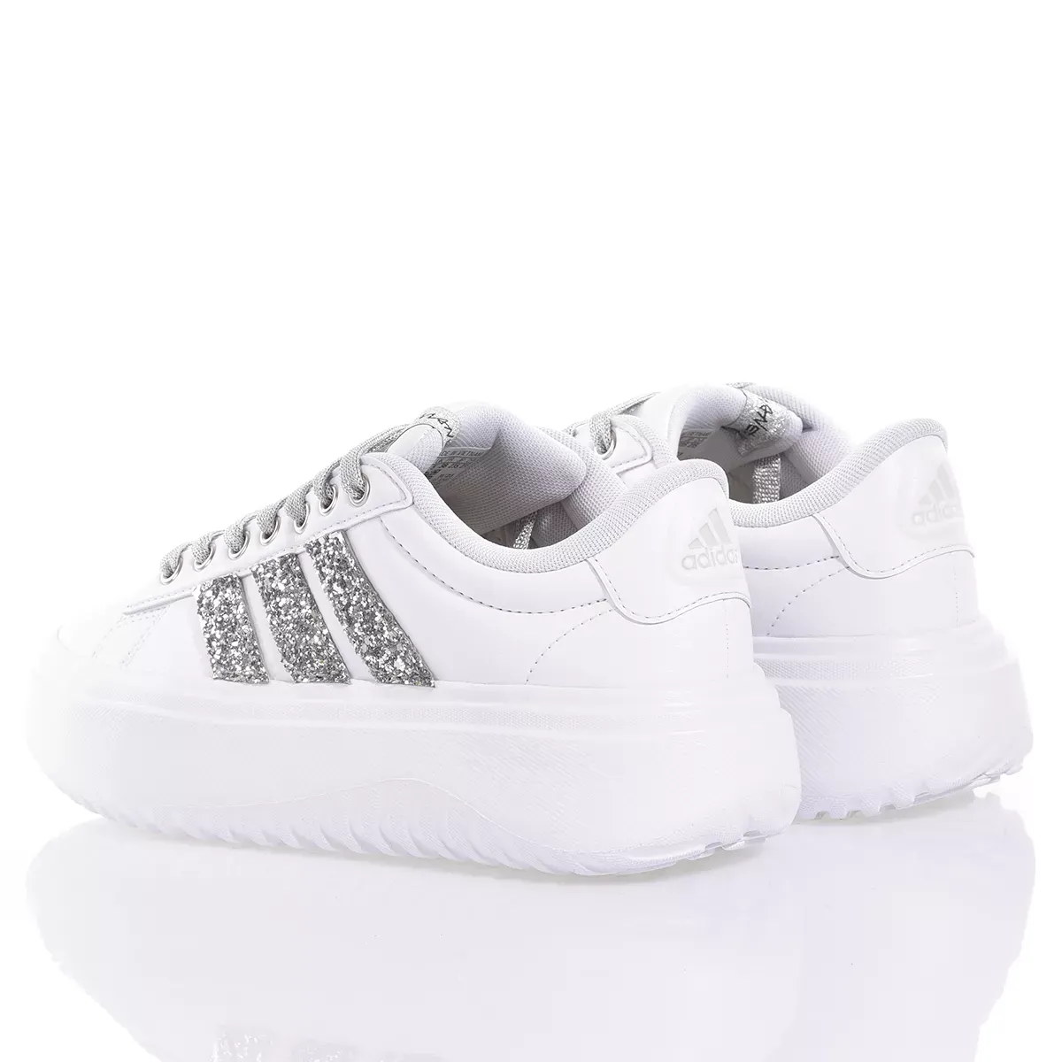 ADIDAS  Sneakers Adidas da Donna Piattaforma Bianco Argento in Eco-Pelle In Saldo