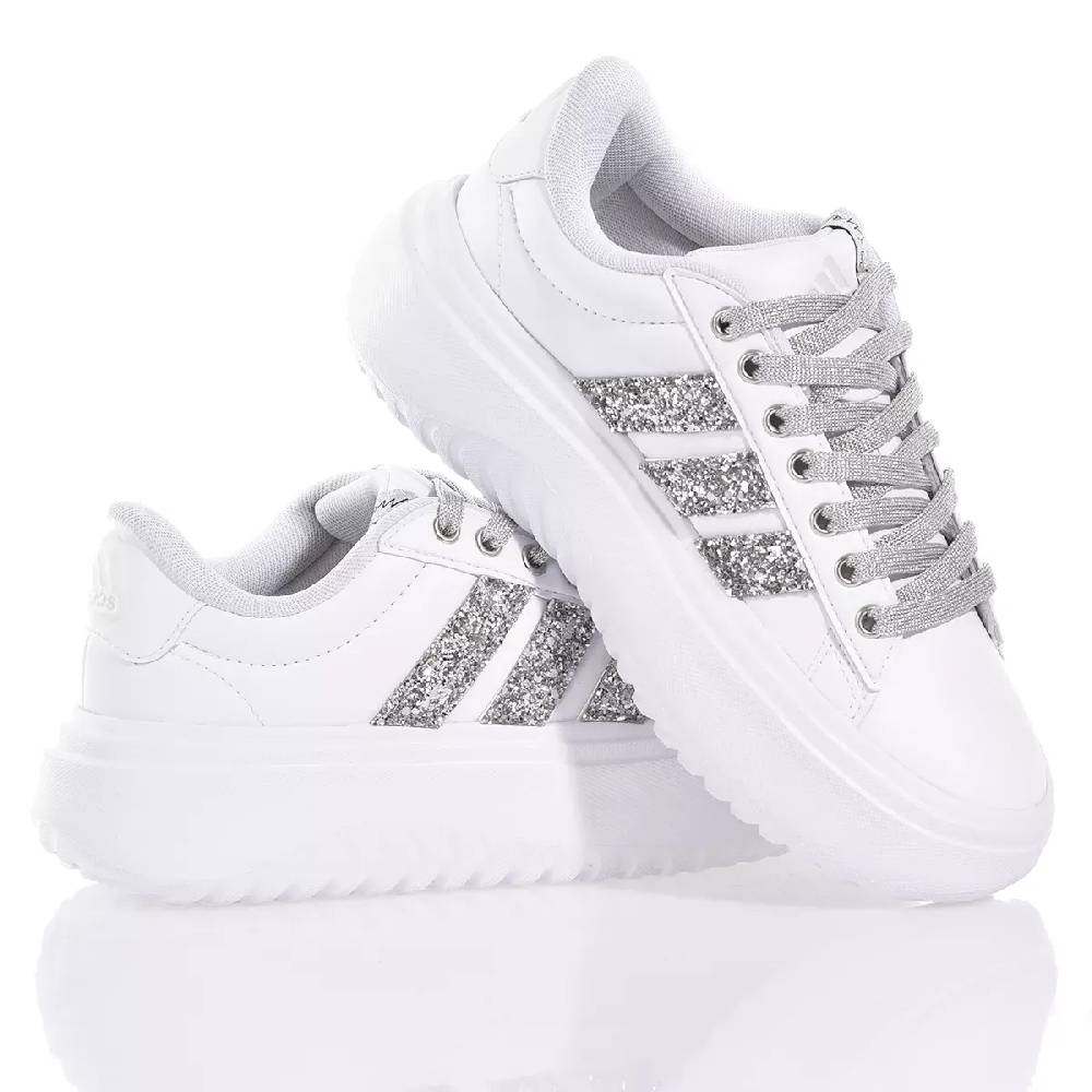 ADIDAS  Sneakers Adidas da Donna Piattaforma Bianco Argento in Eco-Pelle In Saldo