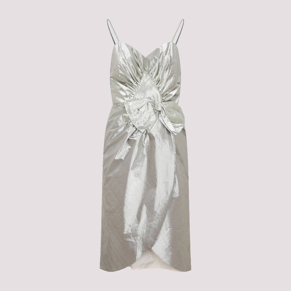 MAISON MARGIELA  Abito Midi Maison Margiela in Cotone Metallizzato Argento Nuova
