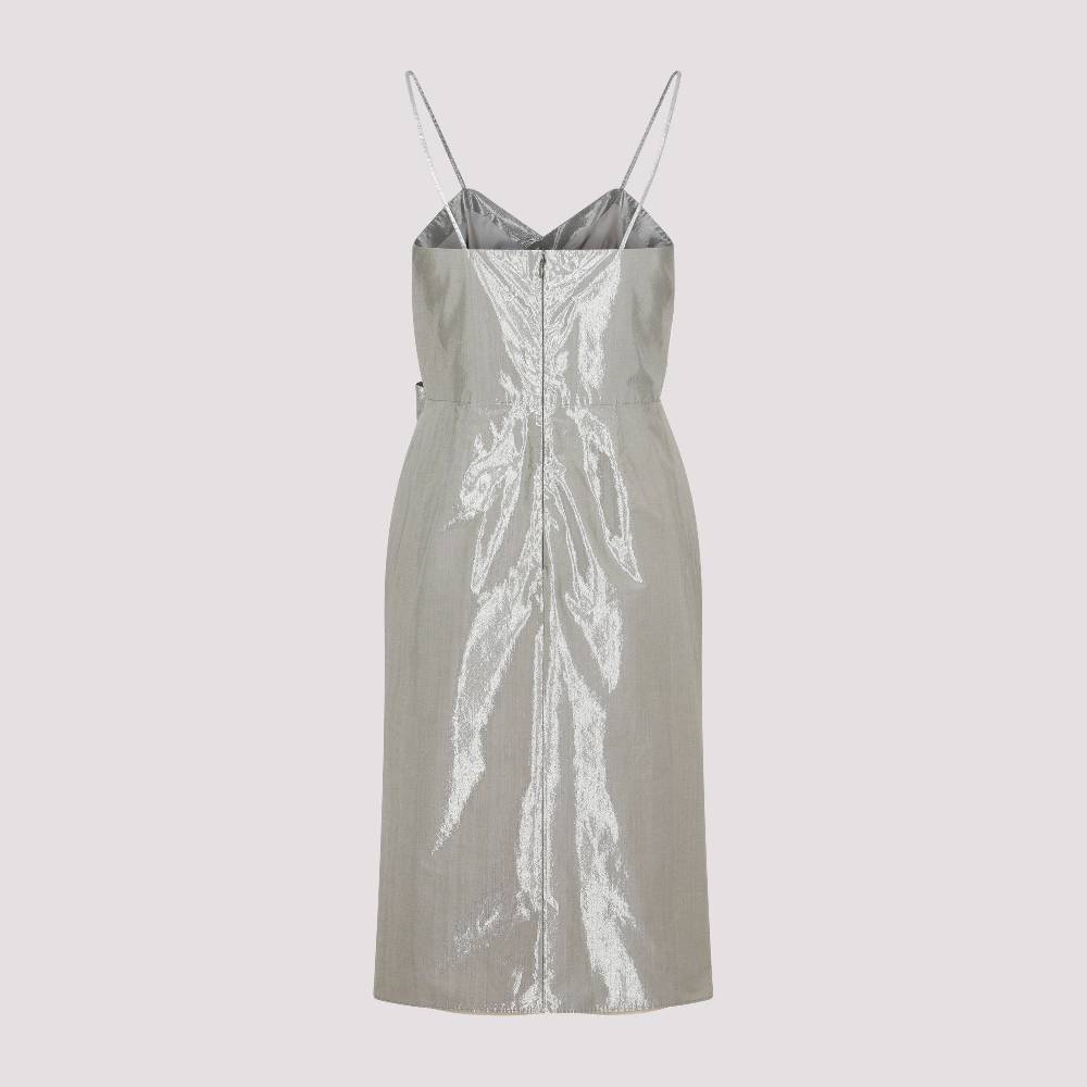 MAISON MARGIELA  Abito Midi Maison Margiela in Cotone Metallizzato Argento Nuova