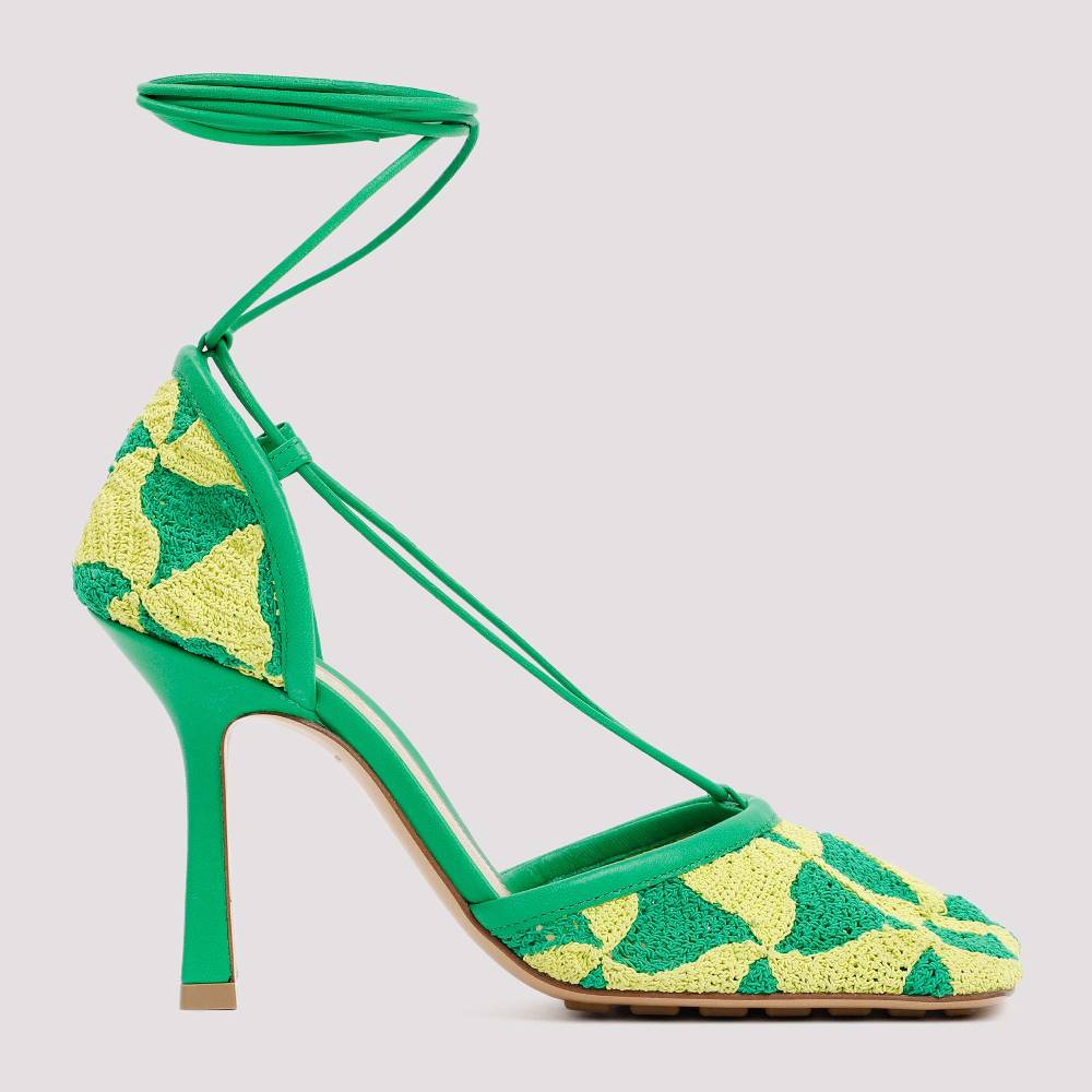 BOTTEGA VENETA  Sandali Bottega Veneta Verde e Giallo in Cotone per Donna 2025