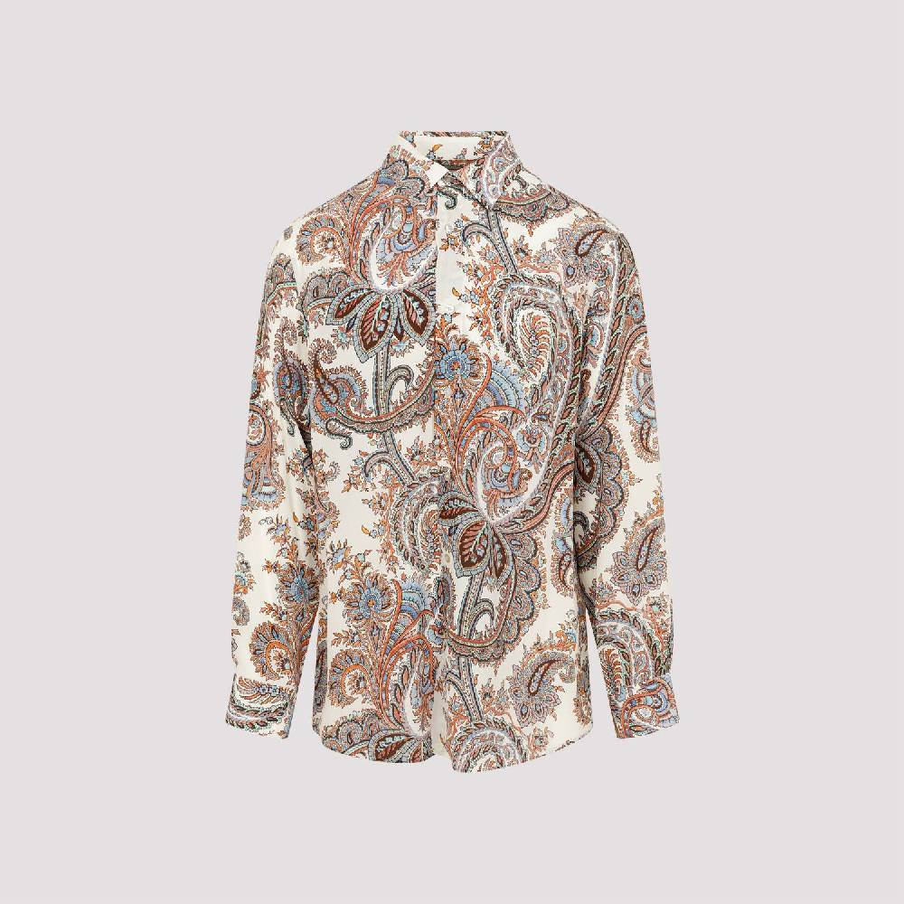 ETRO  Camicia Uomo ETRO Seta Bianca con Paisley 2025