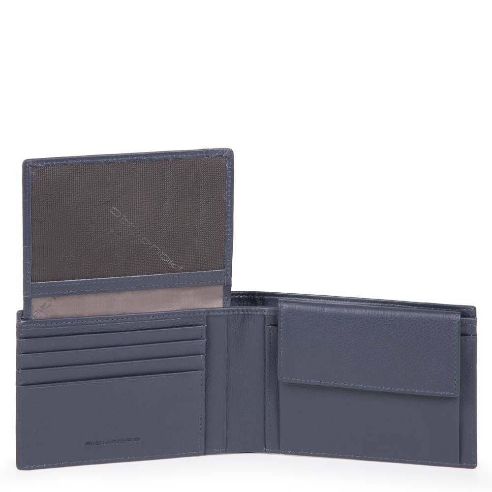 PIQUADRO  Portafoglio Blu da Uomo Piquadro - Misto Poliestere/Cotone con Portamonete e Scomparti per Carte Acquista Ora