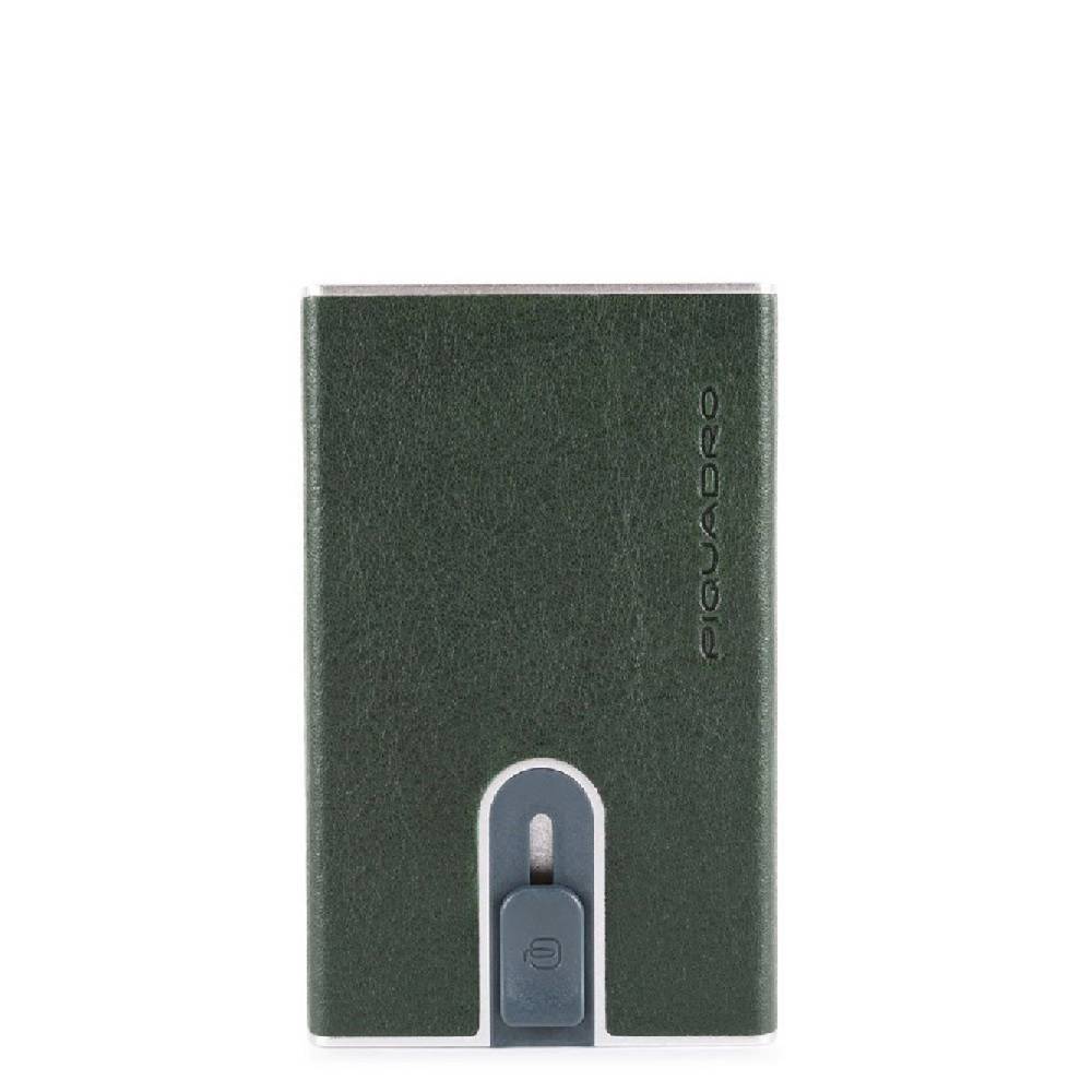 PIQUADRO Portafoglio Portacarte in Pelle e Metallo RFID Piquadro Verde