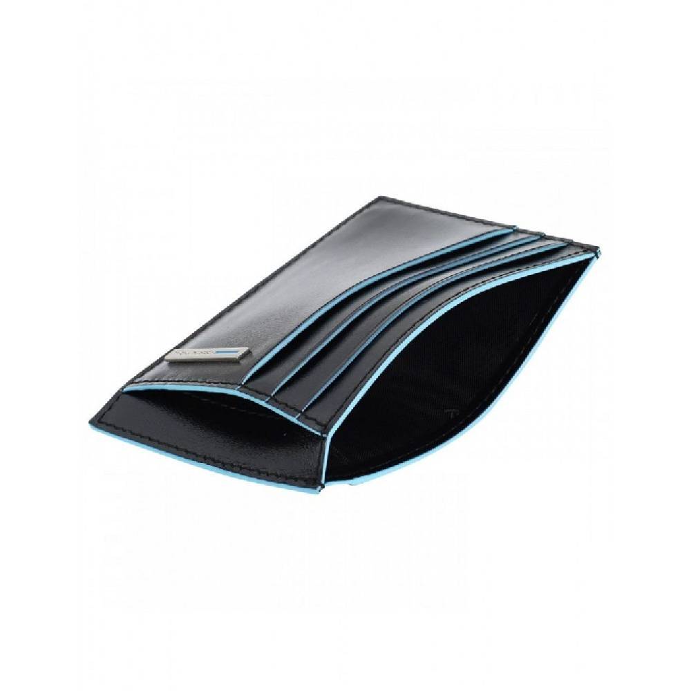 PIQUADRO  Porta Carte di Credito in Pelle Blu RFID Piquadro Sconto