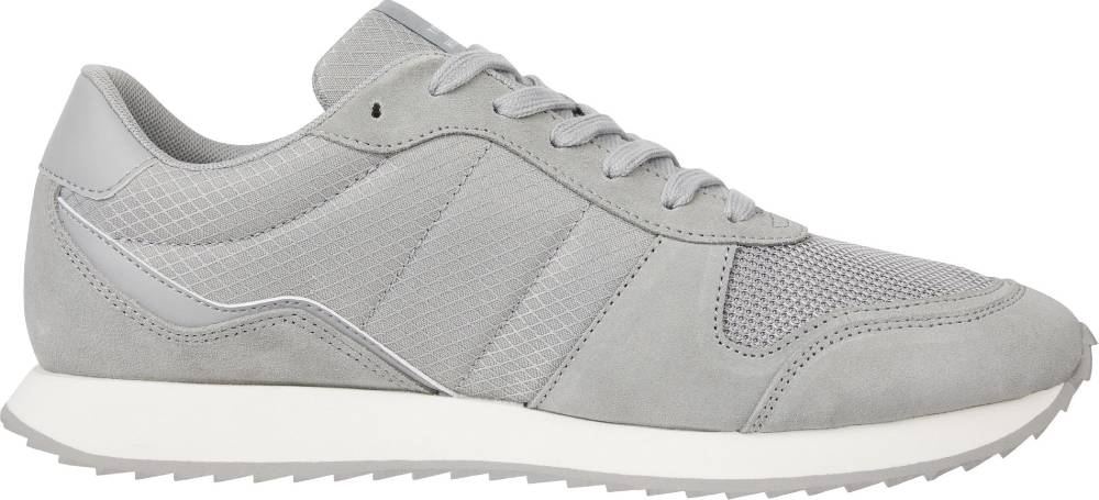 TOMMY JEANS  Sneakers Grigie Uomo in Pelle e Tessuto Tommy Jeans Outlet