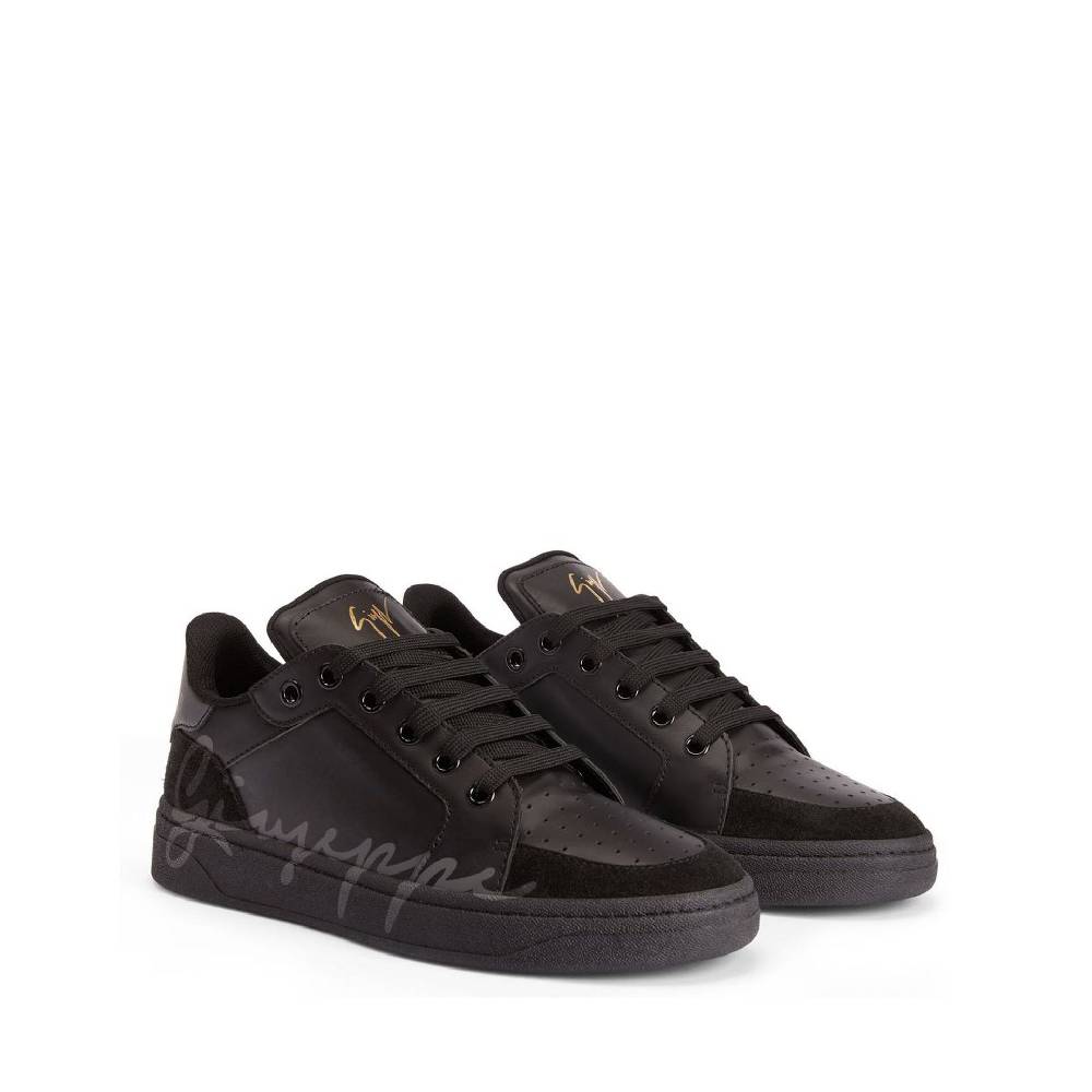 GIUSEPPE ZANOTTI DESIGN  Sneakers Basse in Pelle di Vitello Nera Giuseppe Zanotti Saldi Di Fabbrica