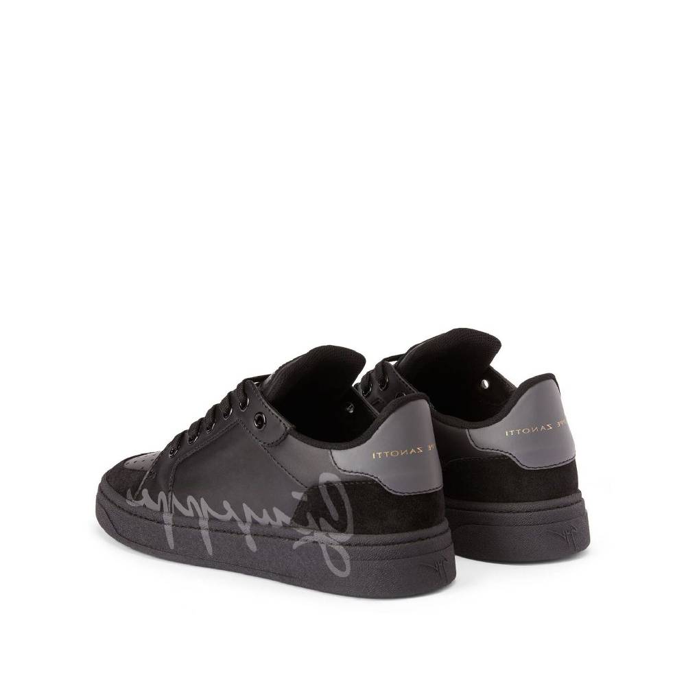 GIUSEPPE ZANOTTI DESIGN  Sneakers Basse in Pelle di Vitello Nera Giuseppe Zanotti Saldi Di Fabbrica