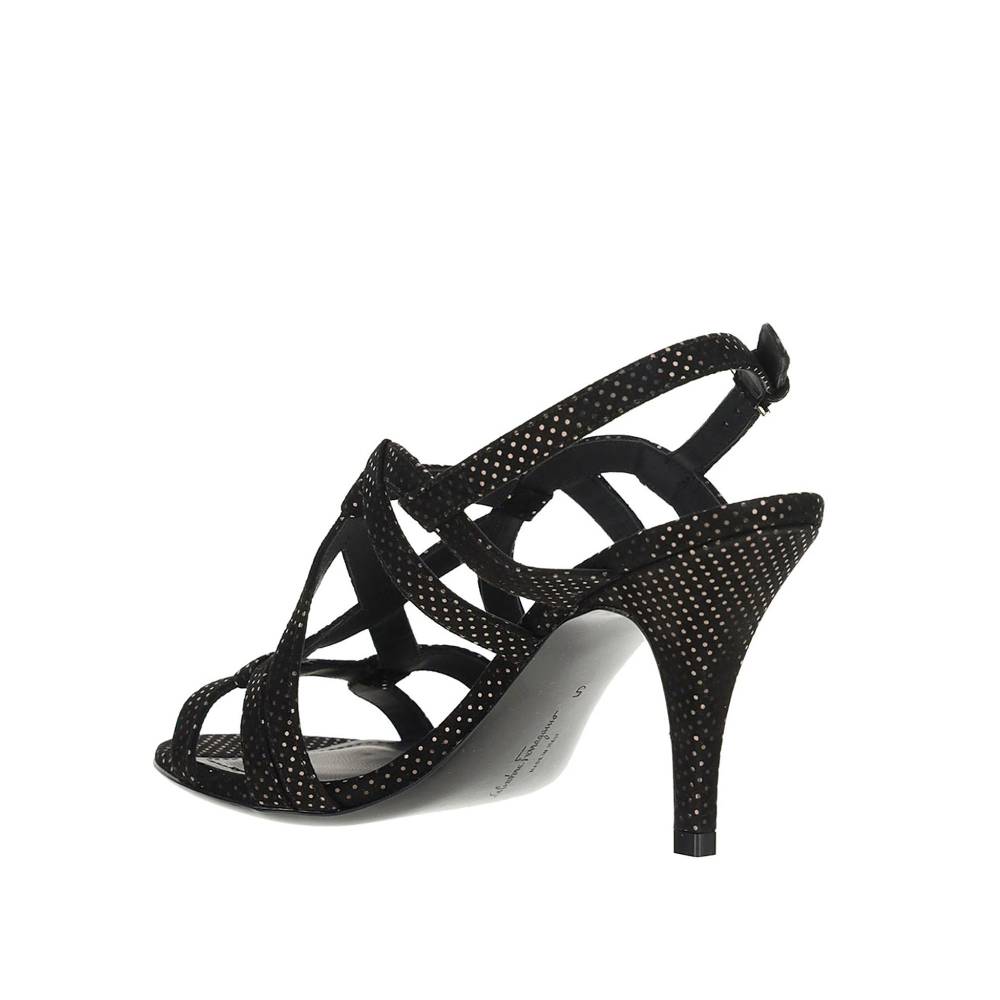 SALVATORE FERRAGAMO  Sandali con Tacco in Pelle Nera Salvatore Ferragamo Promozione