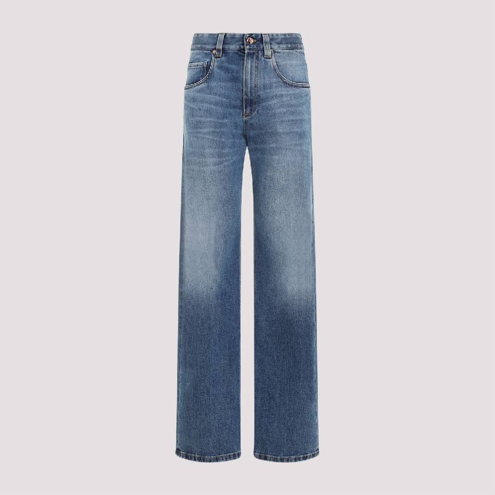 BRUNELLO CUCINELLI  Jeans Dritti in Cotone Elasticizzato Blu Brunello Cucinelli Offerta