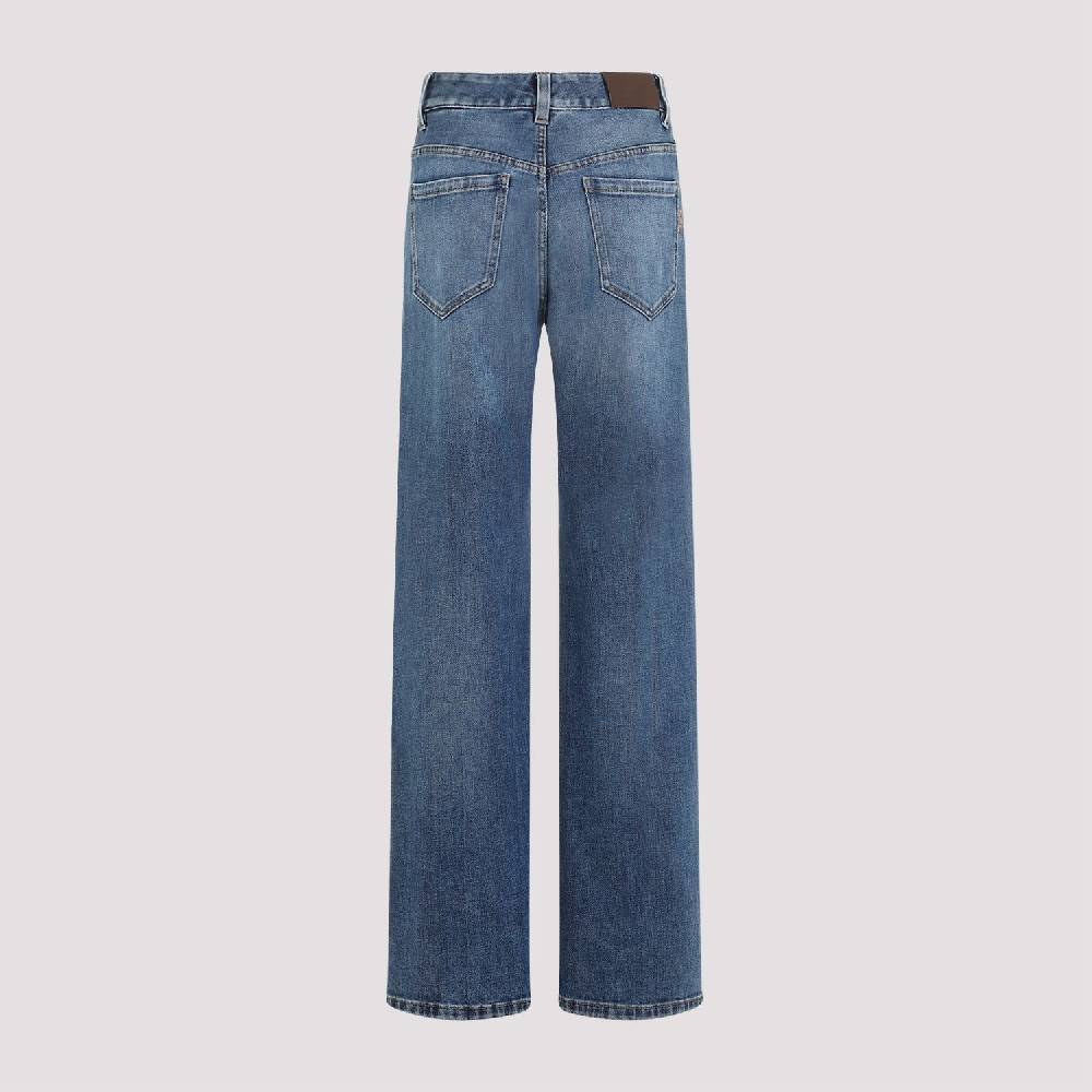 BRUNELLO CUCINELLI  Jeans Dritti in Cotone Elasticizzato Blu Brunello Cucinelli Offerta