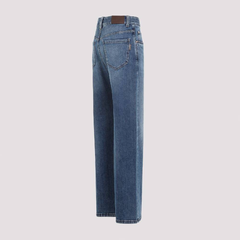 BRUNELLO CUCINELLI  Jeans Dritti in Cotone Elasticizzato Blu Brunello Cucinelli Offerta