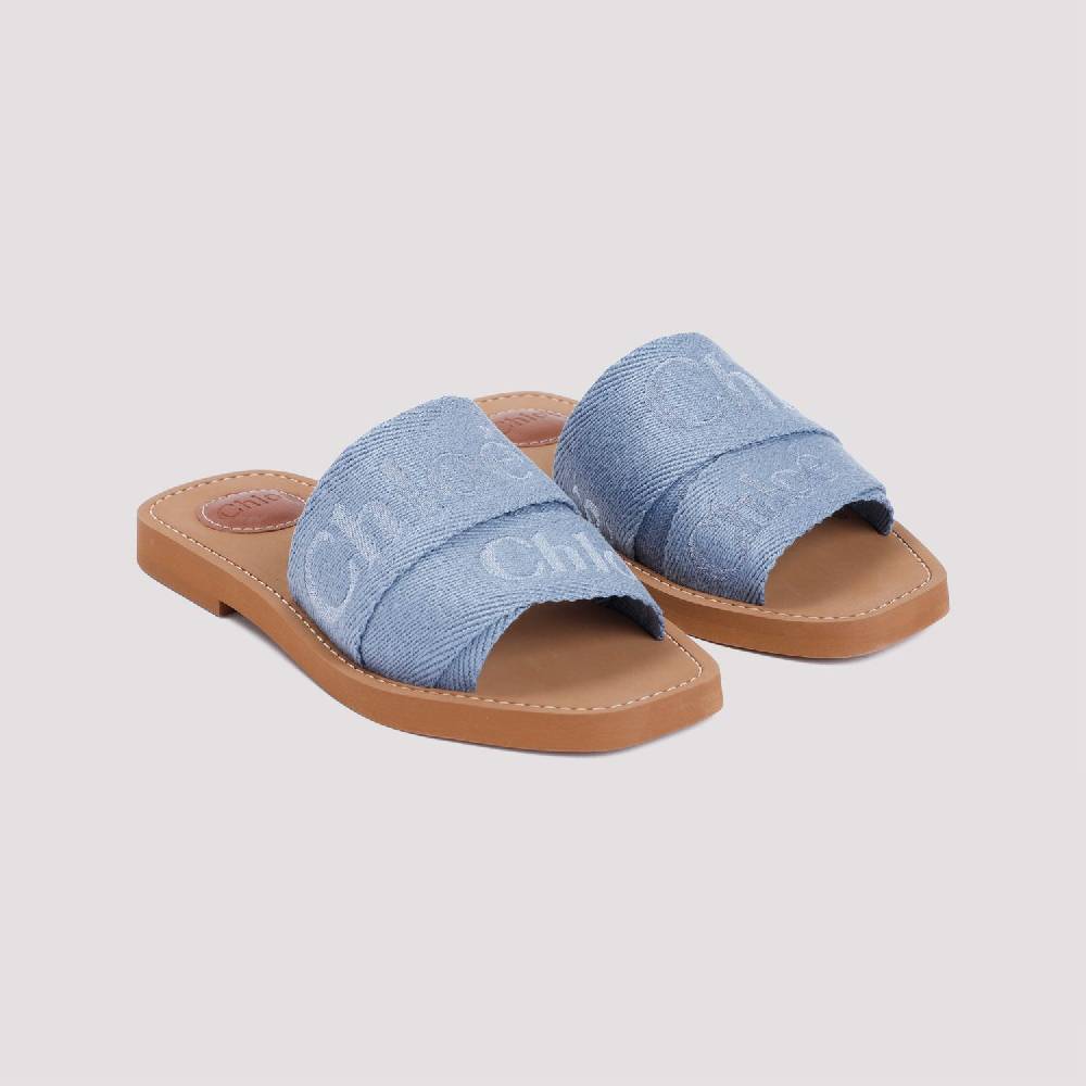 CHLOÉ  Stivaletti Bassi Chloé in Lino Blu Woody Economico