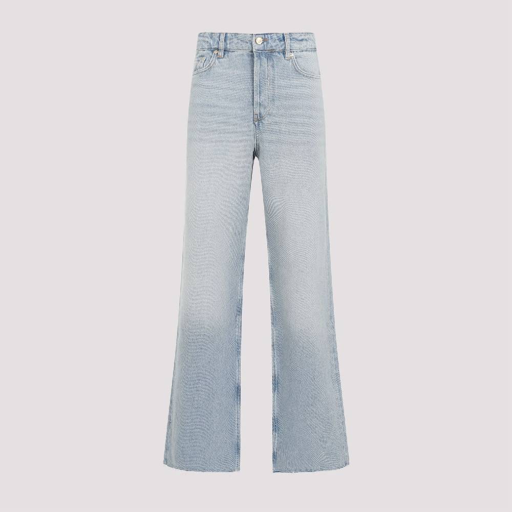 GANNI  Jeans GANNI in Cotone Biologico a Vita Alta - Azzurro Chiaro Outlet