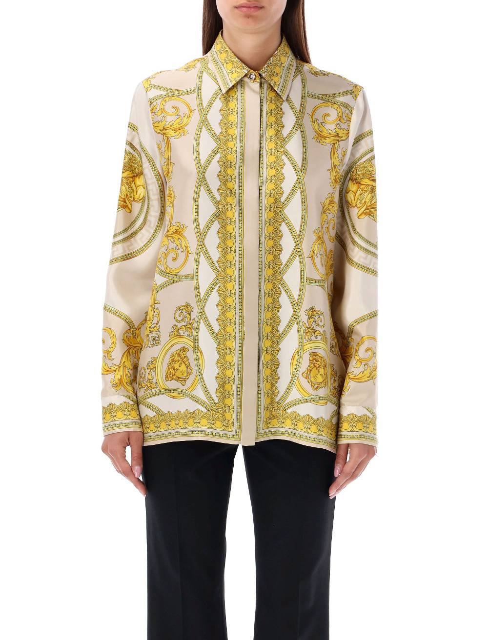 VERSACE Camicia in Seta Beige Versace Coupe de Deaux - Abbigliamento Donna