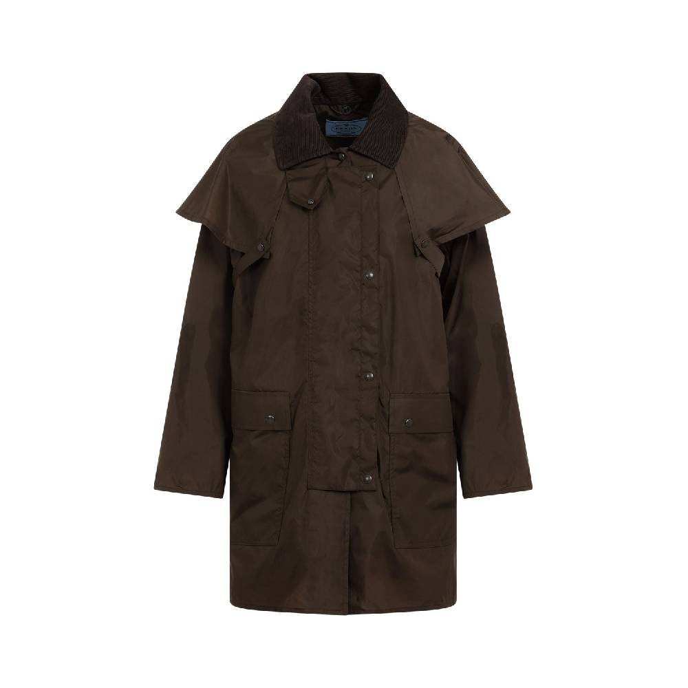 PRADA  Giacca da Donna Prada Marrone con Collo in Velluto a Coste in Poliammide Vendite Flash