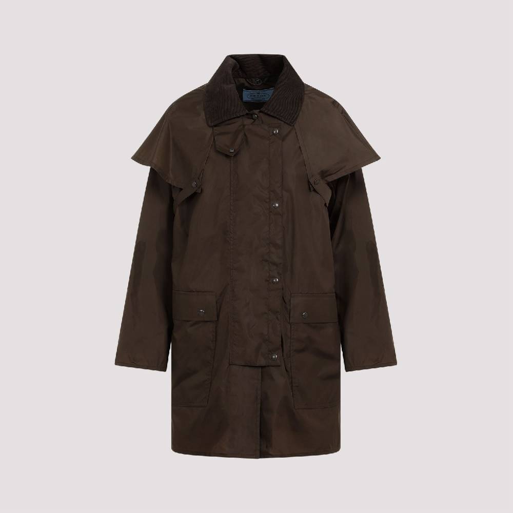 PRADA  Giacca da Donna Prada Marrone con Collo in Velluto a Coste in Poliammide Vendite Flash