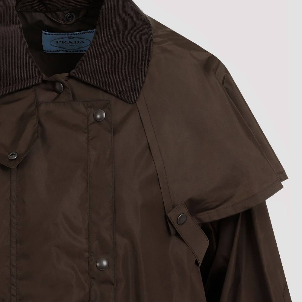 PRADA  Giacca da Donna Prada Marrone con Collo in Velluto a Coste in Poliammide Vendite Flash