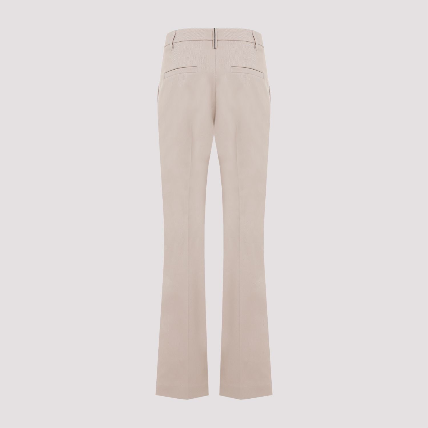 BRUNELLO CUCINELLI  Pantaloni in Cotone Sabbia con Dettaglio Monili Brunello Cucinelli Negozio