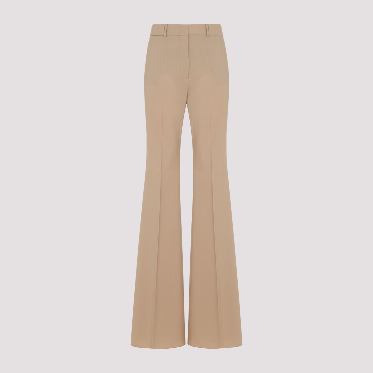 SPORTMAX  Pantaloni Svasati in Lana Vergine Beige Sportmax da Donna Italia