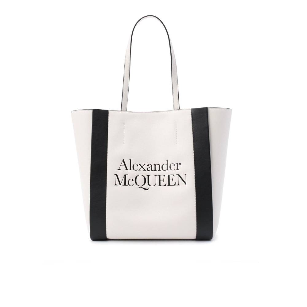 ALEXANDER MCQUEEN Shopper Tote in Pelle di Vitello Bianca Alexander McQueen