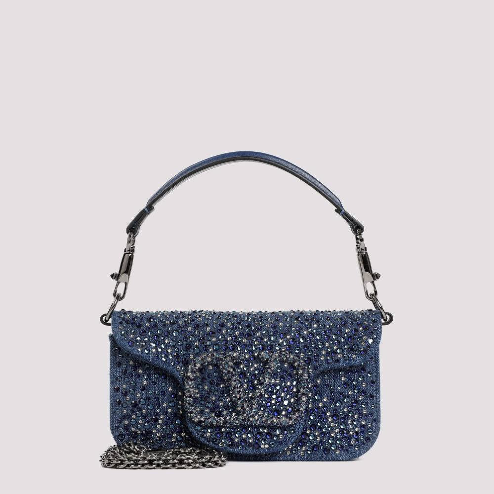VALENTINO GARAVANI  Borsa a Spalla Piccola Blu con Strass di Valentino Garavani In Vendita