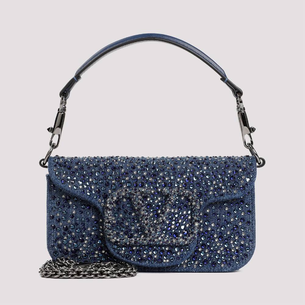 VALENTINO GARAVANI  Borsa a Spalla Piccola Blu con Strass di Valentino Garavani In Vendita