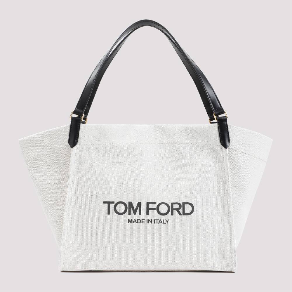 TOM FORD  Borsa Tote Shopper Cotone e Pelle Nera Tom Ford I Più Venduti