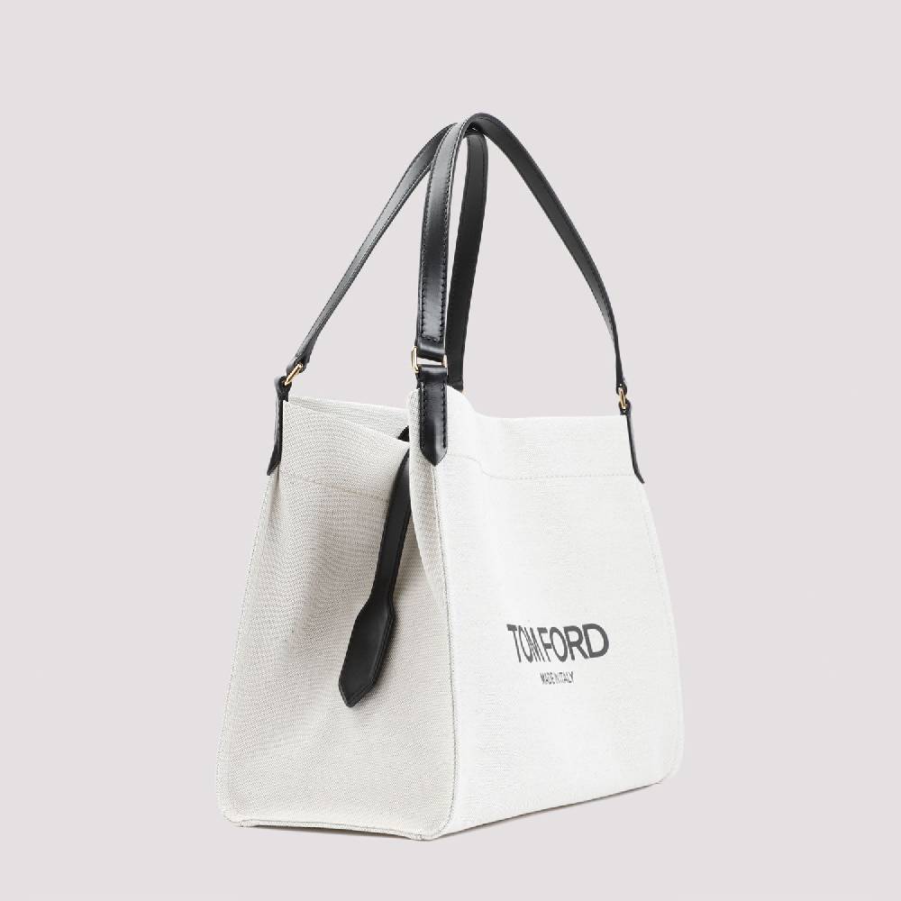 TOM FORD  Borsa Tote Shopper Cotone e Pelle Nera Tom Ford I Più Venduti