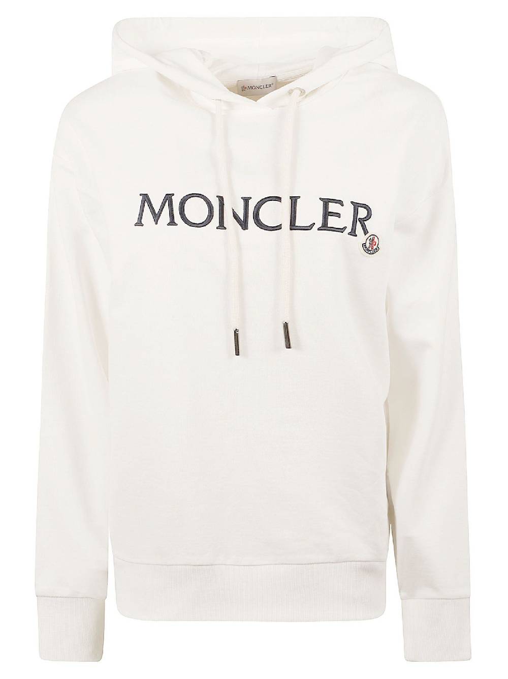 MONCLER  Felpa con Cappuccio Moncler in Cotone Bianco per Donna Promozione