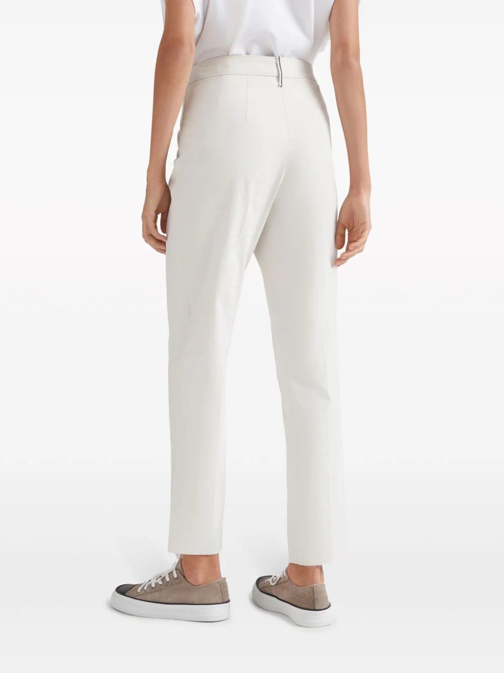 BRUNELLO CUCINELLI  Pantaloni Donna Bianchi in Cotone Elasticizzato Brunello Cucinelli Spedizione Gratuita