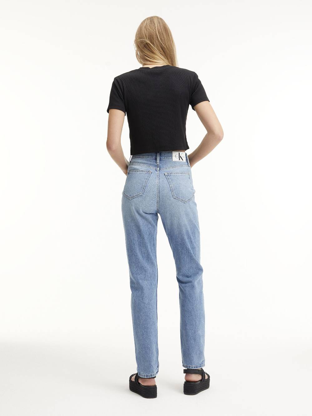 CALVIN KLEIN  Jeans Slim Fit a Vita Alta Calvin Klein in Azzurro Promozione Limitata
