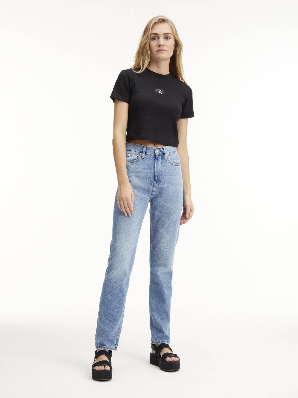 CALVIN KLEIN  Jeans Slim Fit a Vita Alta Calvin Klein in Azzurro Promozione Limitata