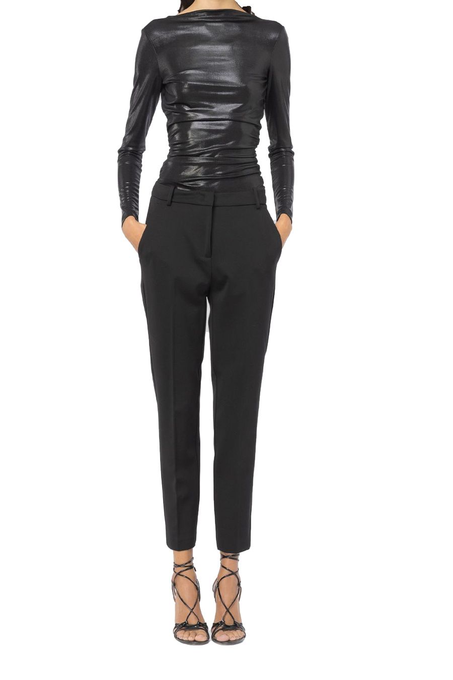 PINKO  Pantaloni Neri in Misto Viscosa PINKO da Donna Shopping Online