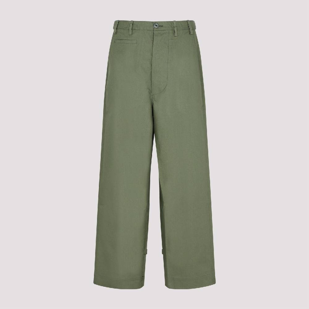 KENZO  Pantaloni Oversize in Cotone Kaki Scuro da Uomo KENZO Prezzo Ridotto