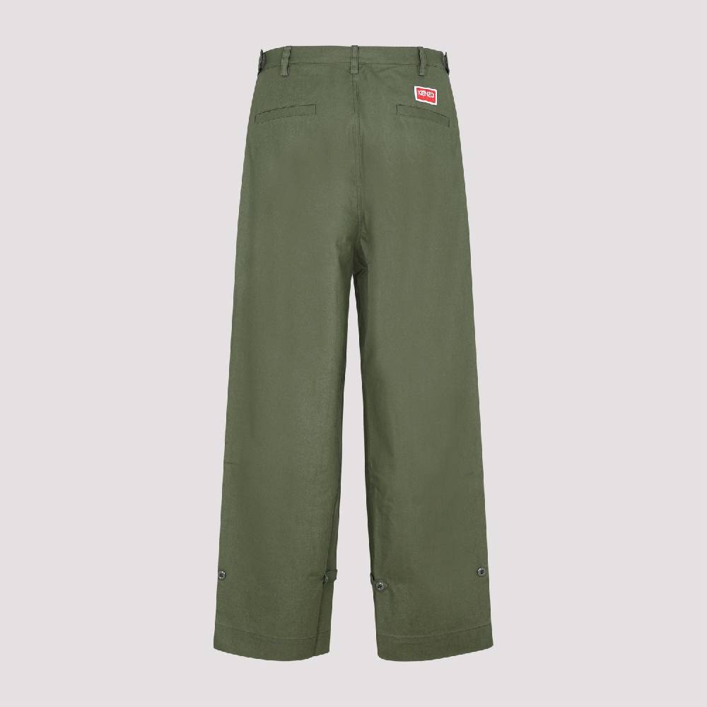 KENZO  Pantaloni Oversize in Cotone Kaki Scuro da Uomo KENZO Prezzo Ridotto