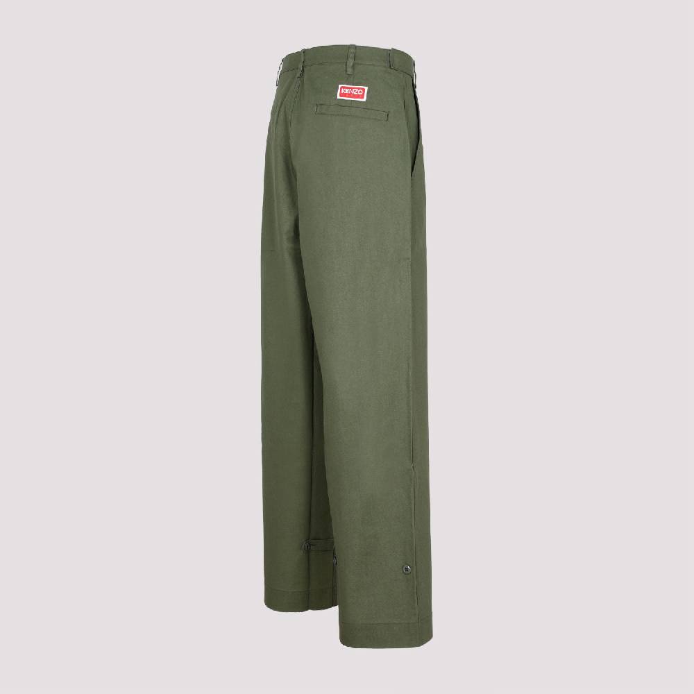 KENZO  Pantaloni Oversize in Cotone Kaki Scuro da Uomo KENZO Prezzo Ridotto