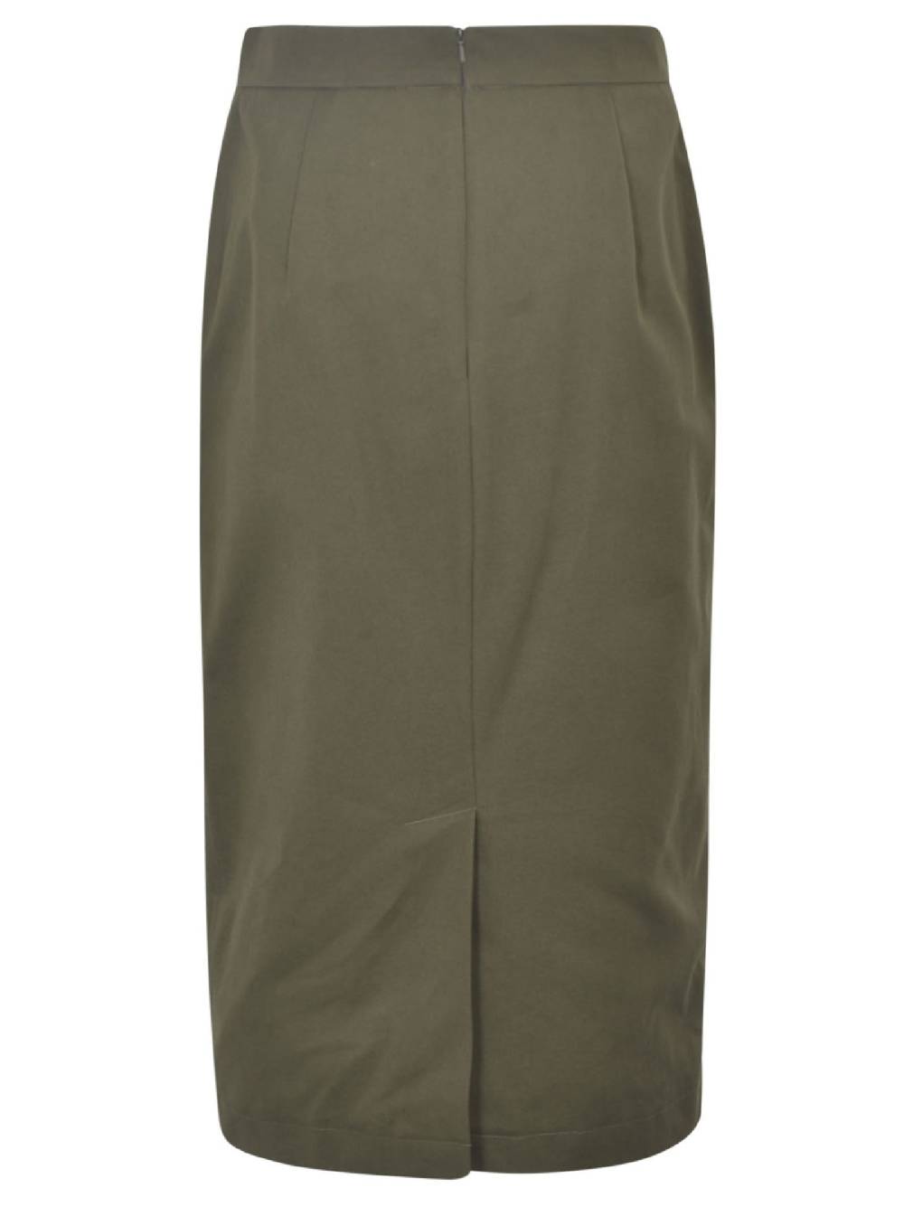 MAX MARA  Gonna in Cotone Verde Oliva Max Mara con Tasche Laterali Sconto