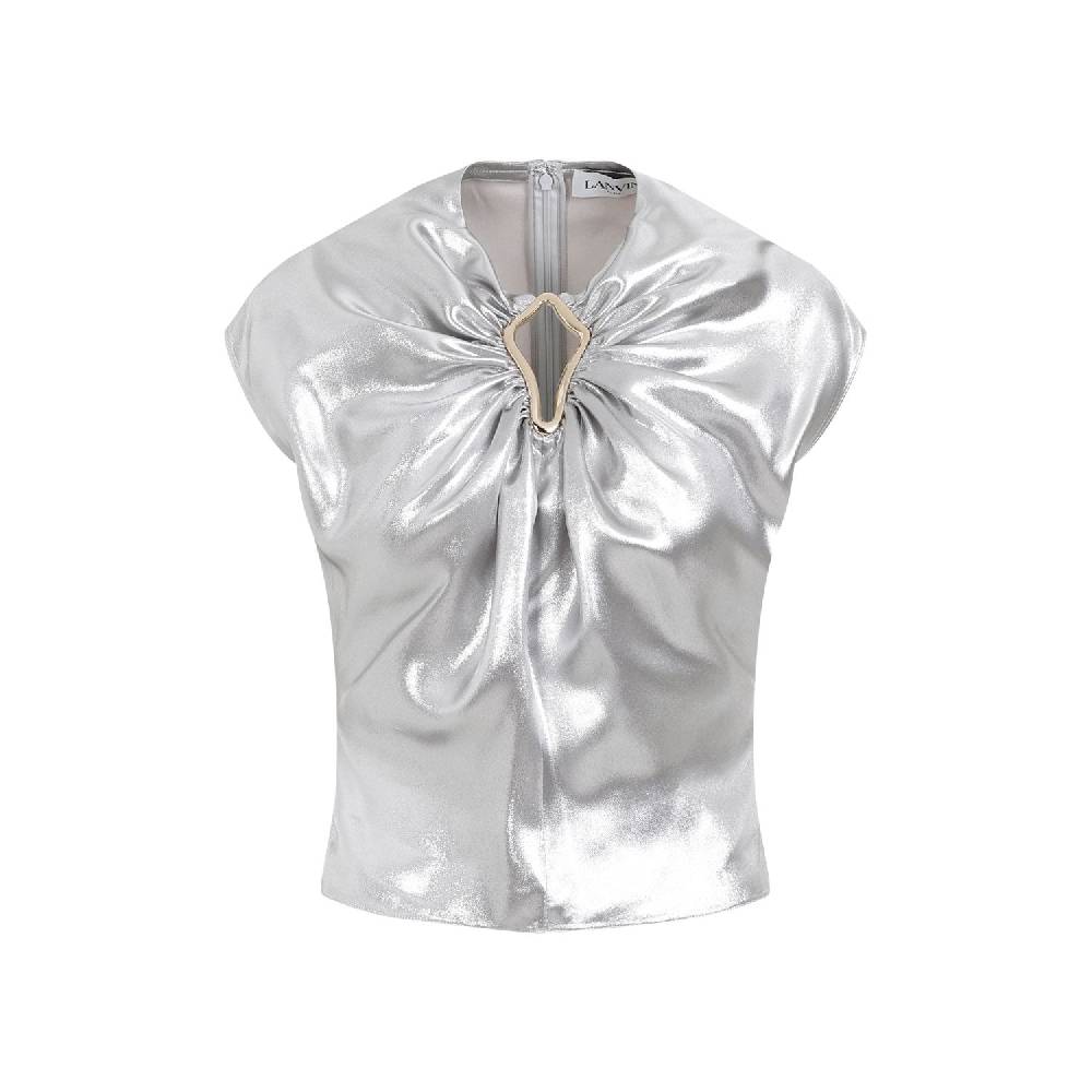 LANVIN  Top Drappeggiato Argento Metallizzato Lanvin - Viscosa Vendite Flash
