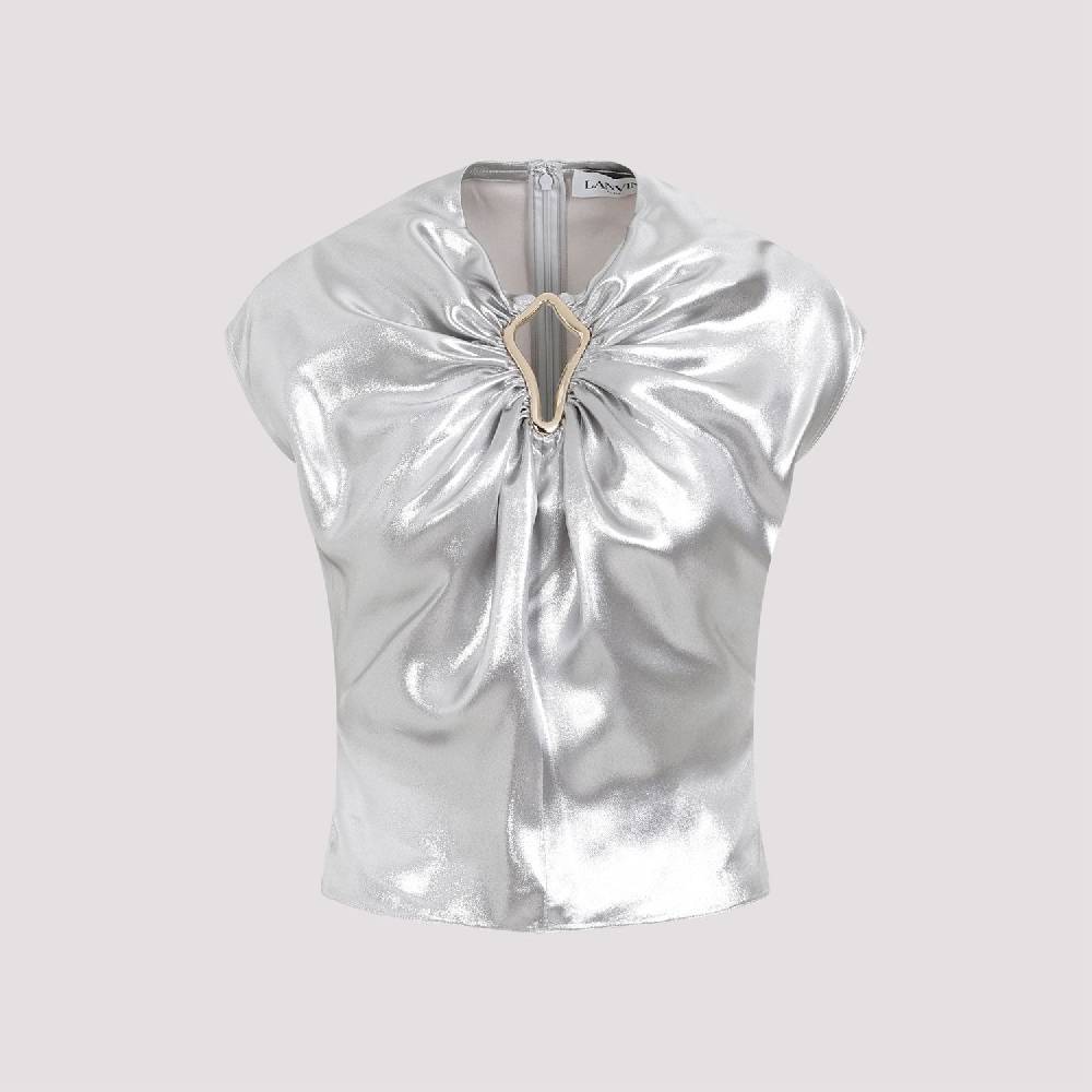 LANVIN  Top Drappeggiato Argento Metallizzato Lanvin - Viscosa Vendite Flash
