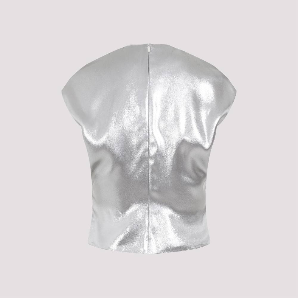 LANVIN  Top Drappeggiato Argento Metallizzato Lanvin - Viscosa Vendite Flash