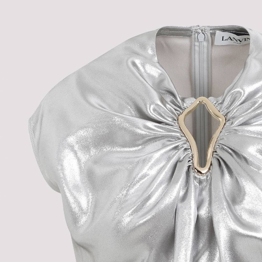 LANVIN  Top Drappeggiato Argento Metallizzato Lanvin - Viscosa Vendite Flash