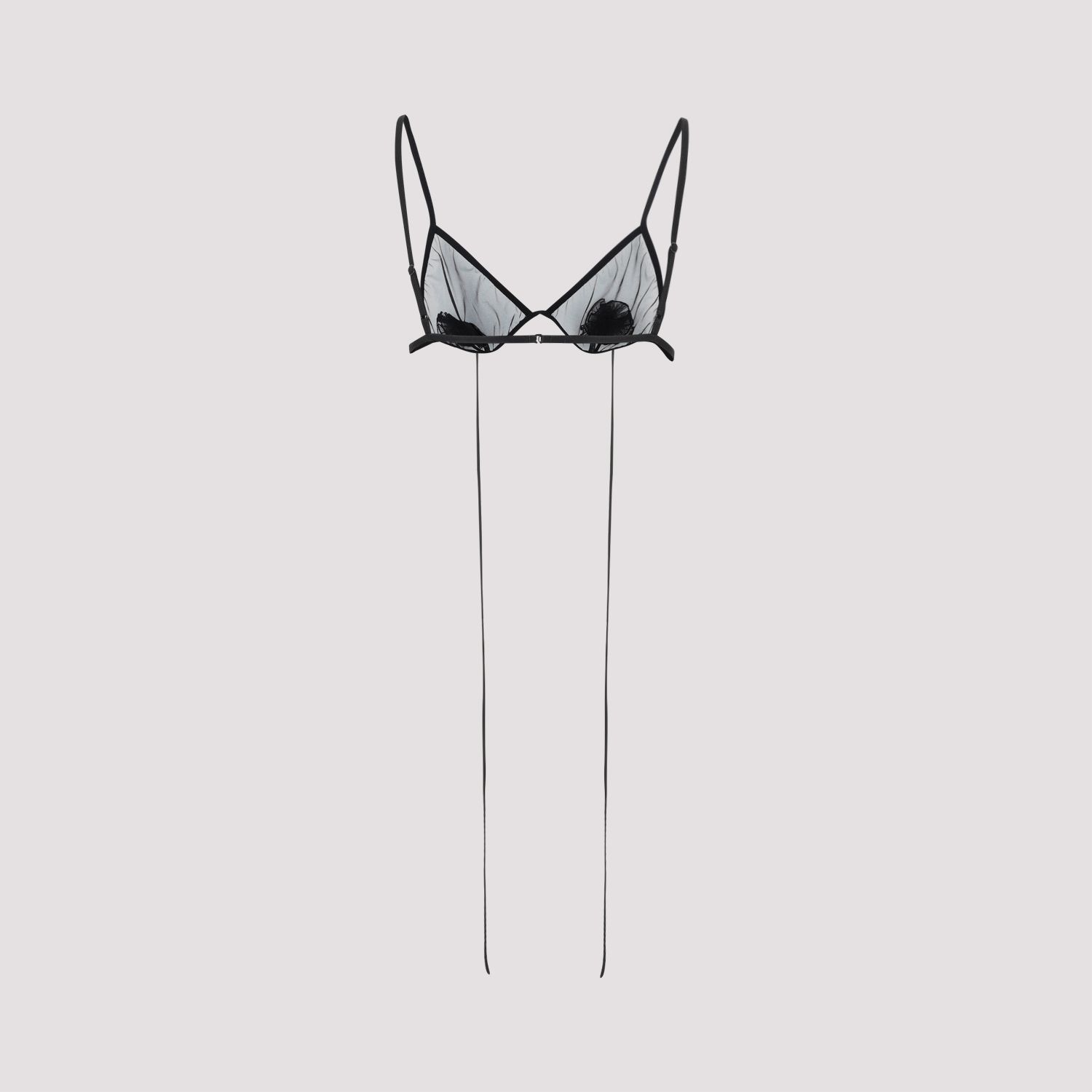 NENSI DOJAKA  Reggiseno Nensi Dojaka Nero Trasparente con Fiore Nuovo