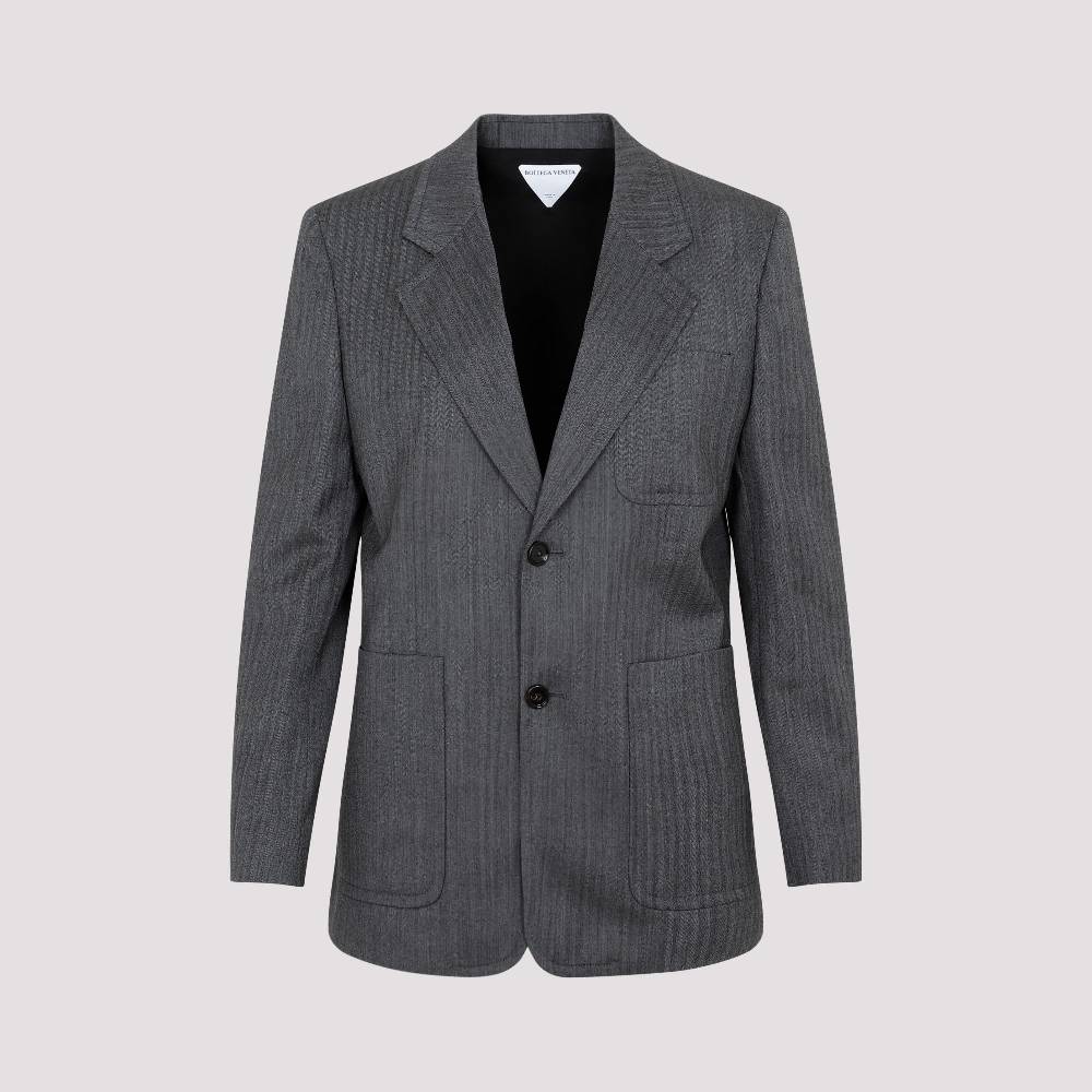 BOTTEGA VENETA  Blazer di Lana Chevron Grigio Bottega Veneta per Donna Qualità