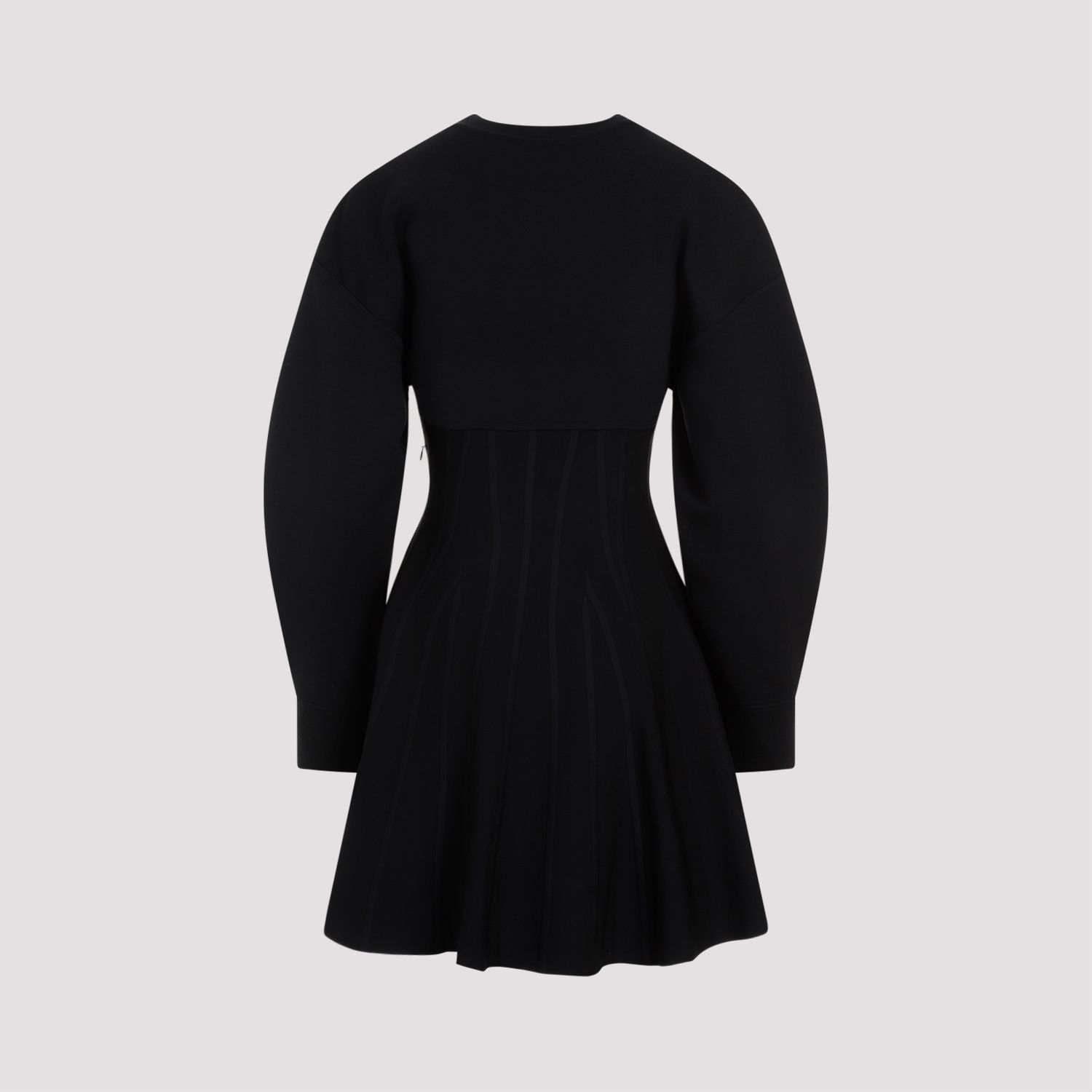 ALEXANDER MCQUEEN  Abito in Misto Lana Nero Alexander McQueen - Gonna a Campana a Righe Offerta speciale della fabbrica