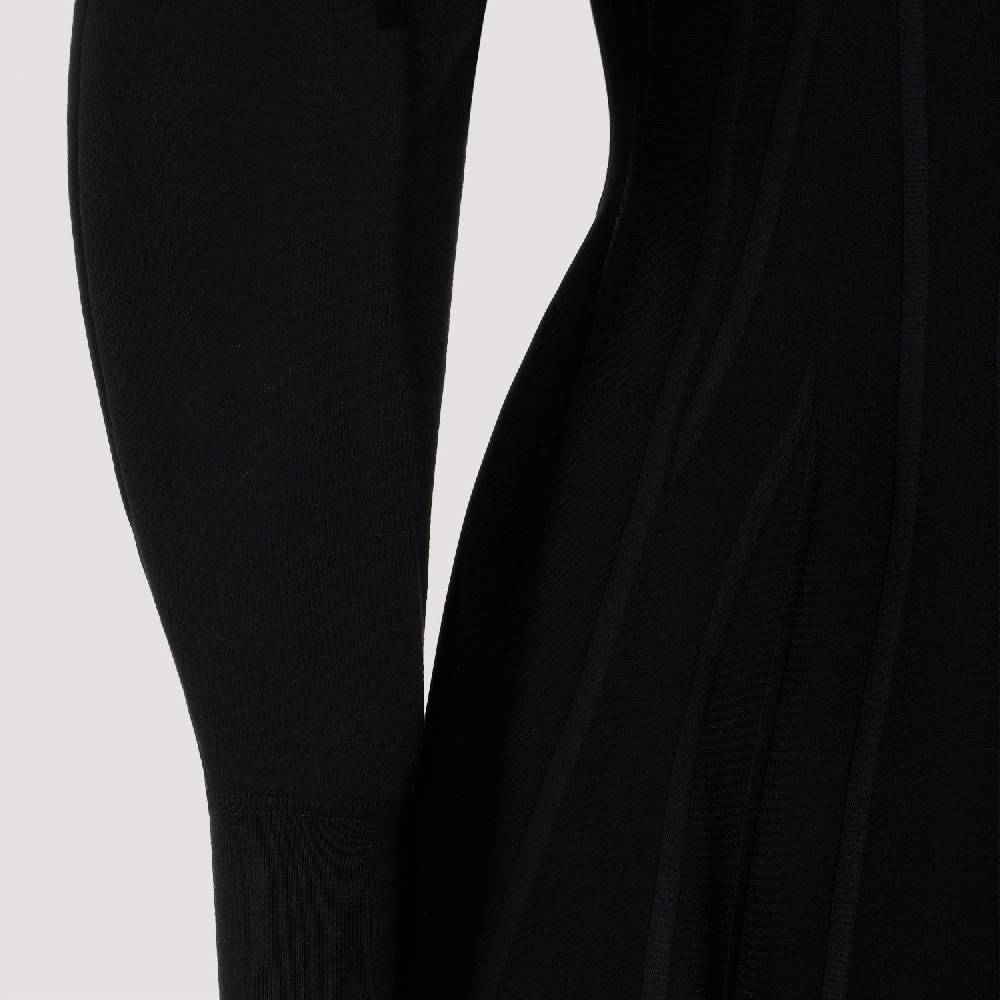 ALEXANDER MCQUEEN  Abito in Misto Lana Nero Alexander McQueen - Gonna a Campana a Righe Offerta speciale della fabbrica