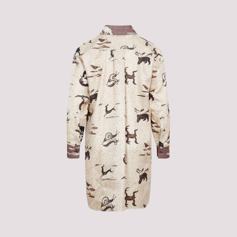 LOEWE  Camicia Oversize da Donna Loewe in Seta Beige con Stampa Animalier Discount Store per i nuovi prodotti