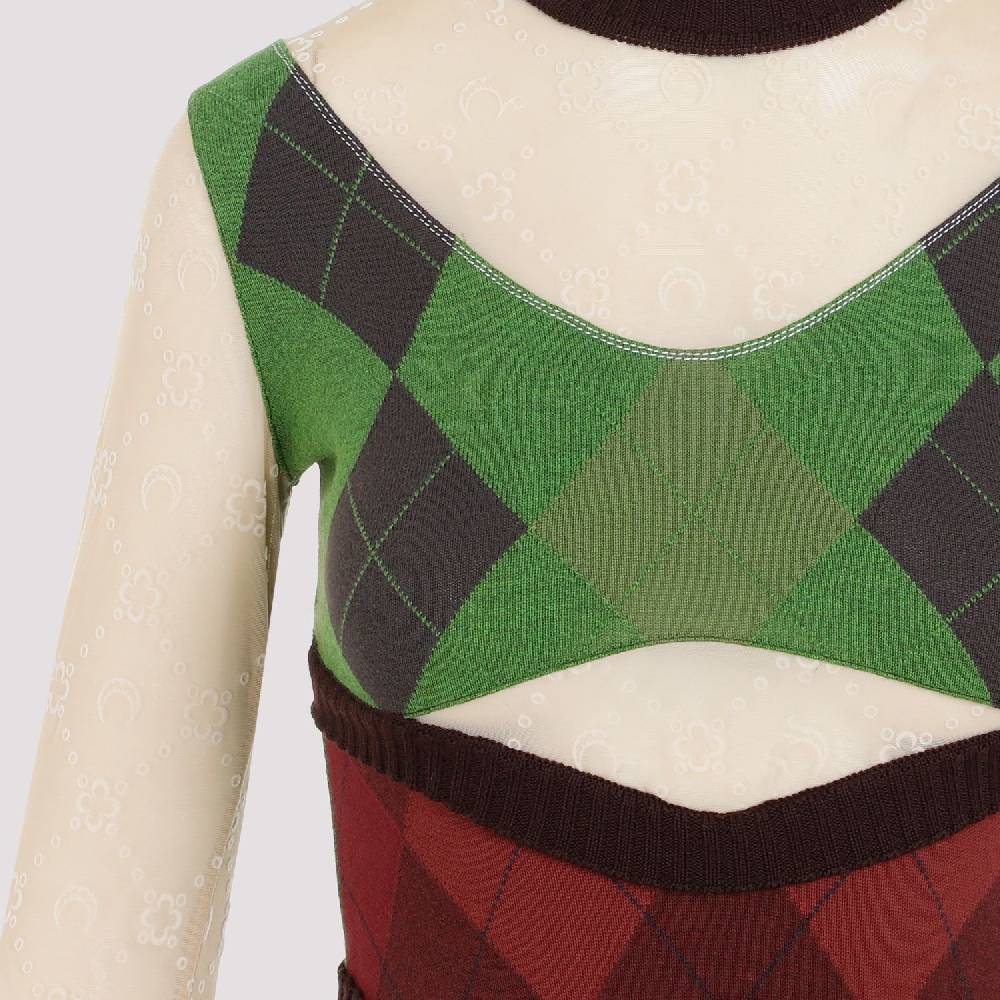 MARINE SERRE  Abito in Maglia di Cotone Multicolore Marine Serre con Inserti a Luna Solo un giorno rimasto