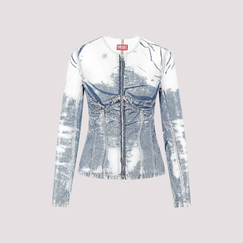 DIESEL  Giacca di Jeans Strappata Blu DIESEL in Cotone da Donna Super sconto
